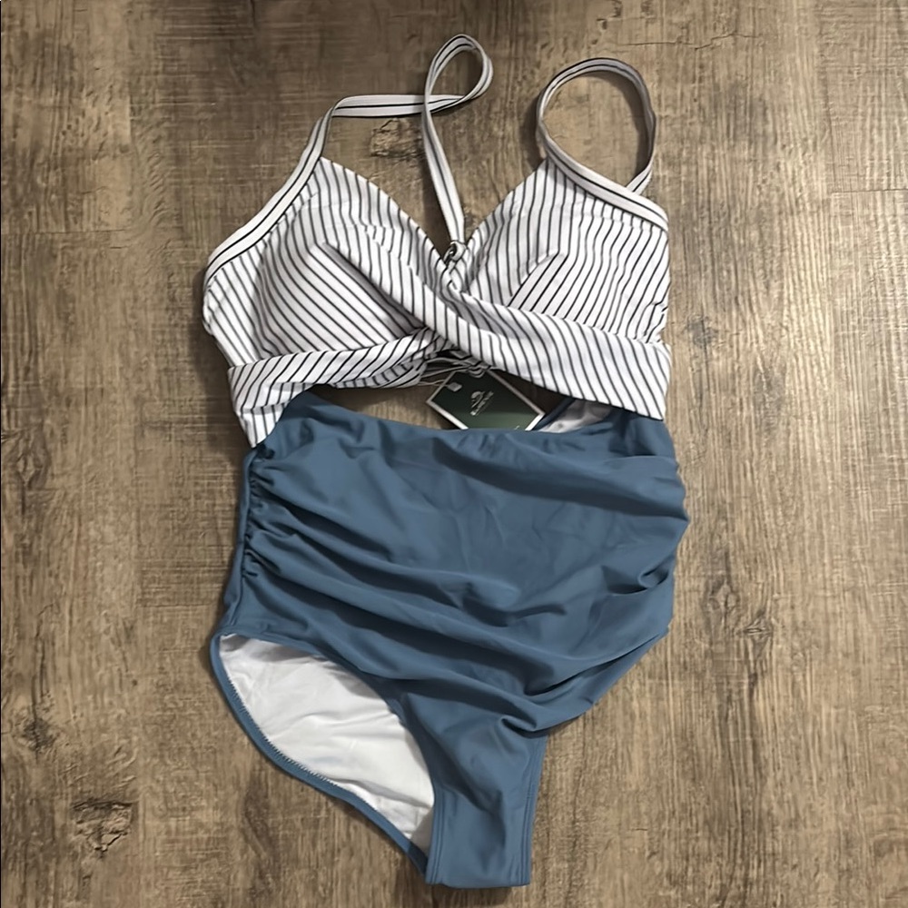 NWT Striped Blue Women's Swimsuit